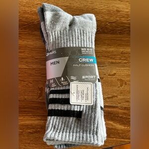 Sport Round Clock Crew Socks - Gray and Black